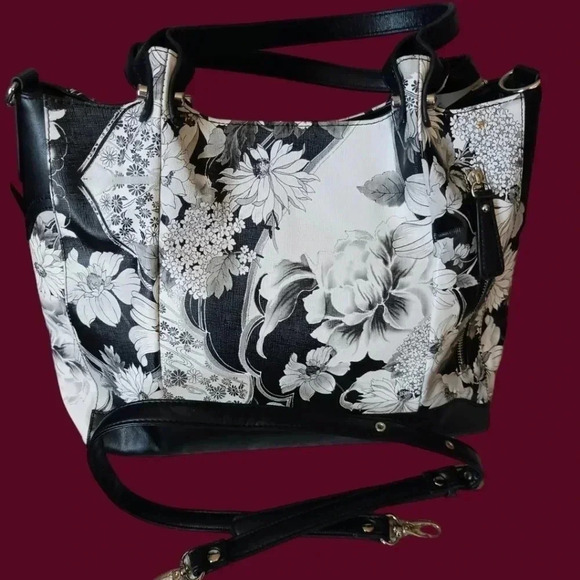 Sharif 1827 shoulder bag & travel tote bag floral pattern  set of 2 - Picture 2 of 16
